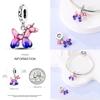 Copper Purple Series Pony Bear Butterfly Shape Charm Beads For 3Mm Original Bracelet Diy Women Jewelry Gift