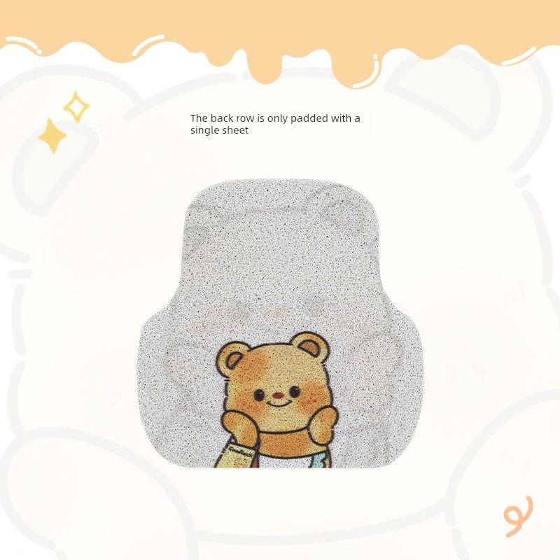 Floor Mats for the Driver's Seat and Rear Seat, New Style Single-Piece Silk Loop, Wear-Resistant, Dirt-Proof, Cute Cartoon Car Carpet-Style Floor Mats