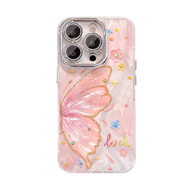 Butterfly bracket bracelet is suitable for iphone16 Apple 15promax mobile phone case 13 feather yarn Xiaomi 14 advanced sense