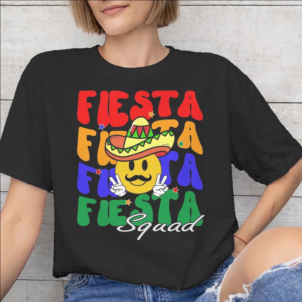 Fiesta Squad Cinco De Mayo Graphic Printing T Shirt Men Women 100 Cotton Tee Shirt Clothing