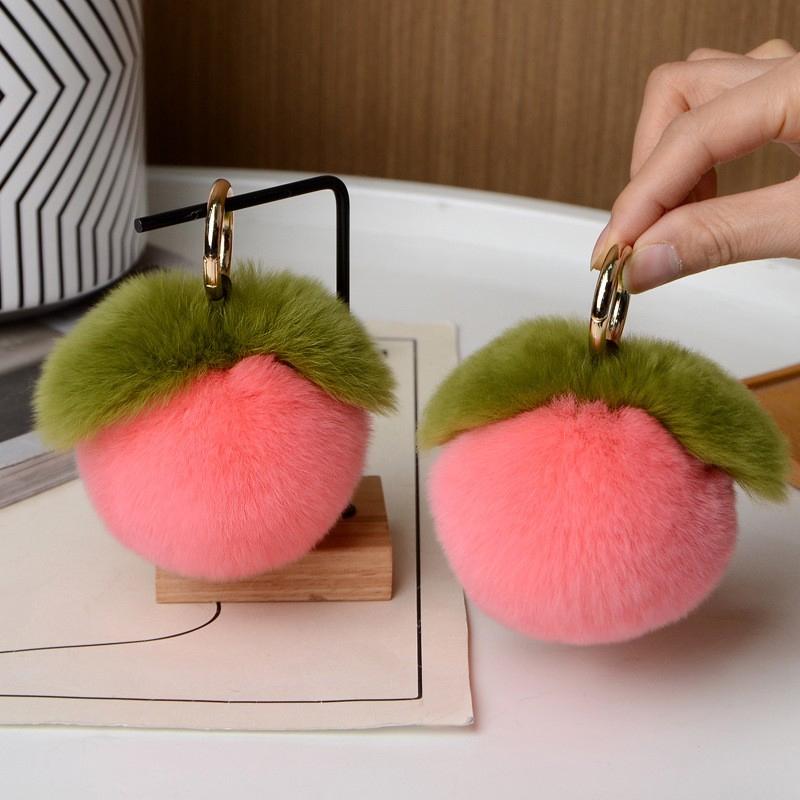 Araba Anahtarları İçin Sevimli Tüylü Şeftali Anahtarlık Yüksek Kalite Yumuşak Peluş Meyve Anahtarlık Kawaii Yumuşak Kürk Şeftali Anahtarlık Çanta Süsü