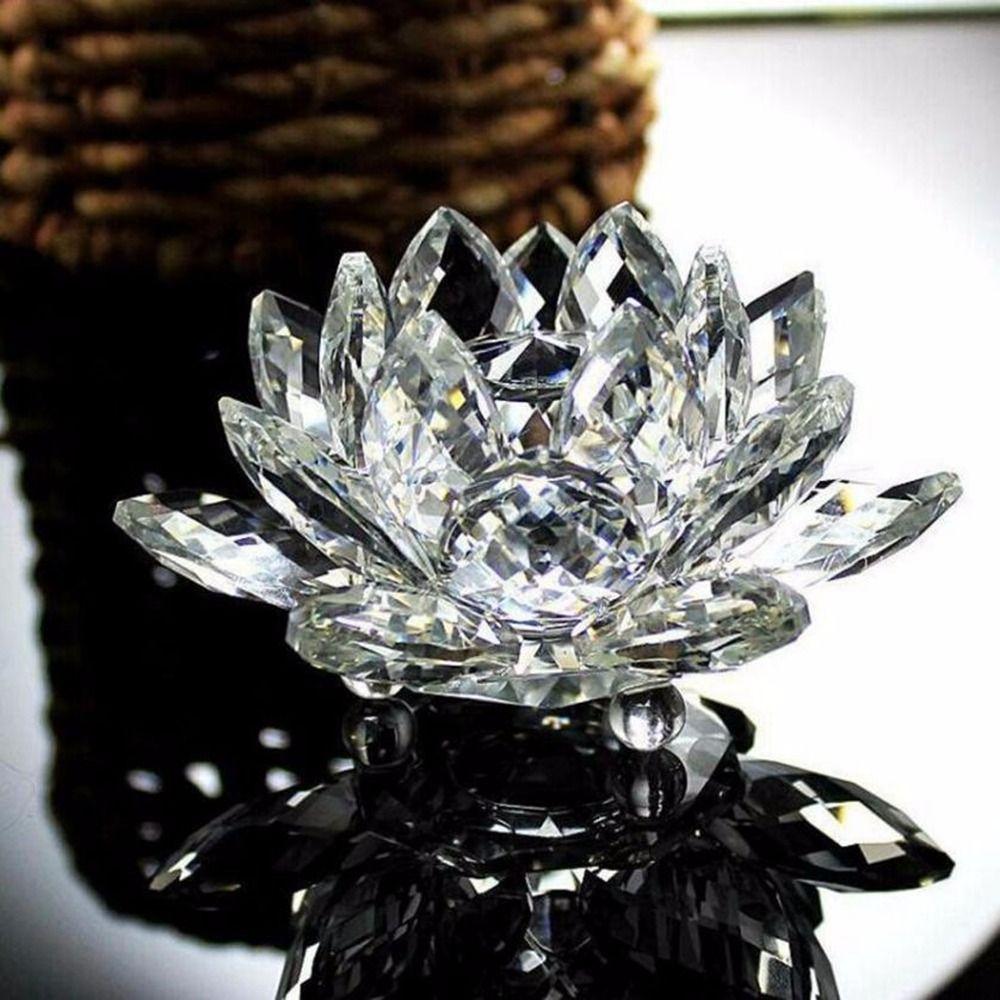 Lamp for Buddha Home Decor Tabletop Crafts Crystals Lotus Flower Jewelry Counter Fengshui Ornaments