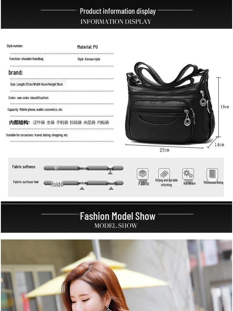 Elegant Soft Leather Crossbody Bag for Middle-Aged & Elderly Women - 2024 New Style