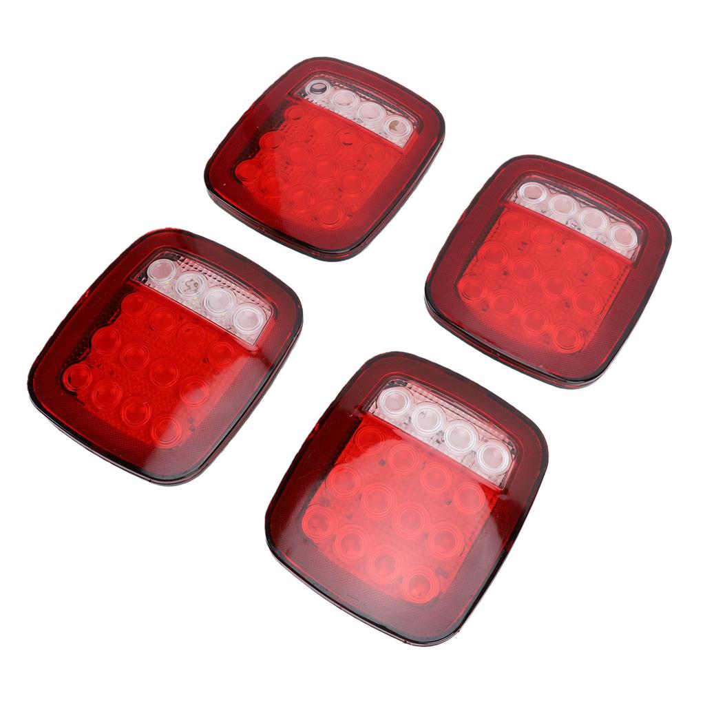 4x Universal 16 LED Stop Tail Turn Signal Backup Reverse Brake Light Universal for 12V Trailer Truck RV Caravan Heavy