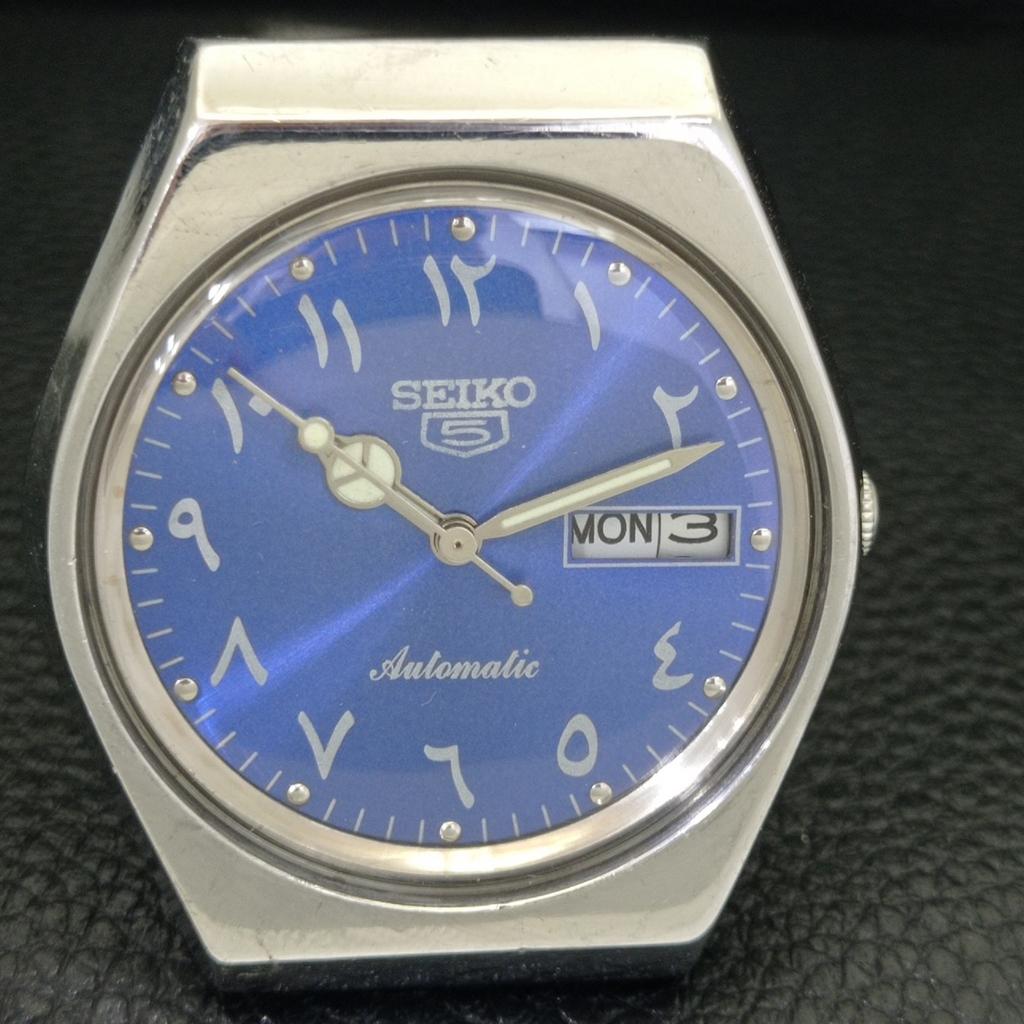 Seiko 5 AUTOMATIC 6309A JAPAN MENS VINTAGE ARABIC BLUE DIAL WATCH A702662-1