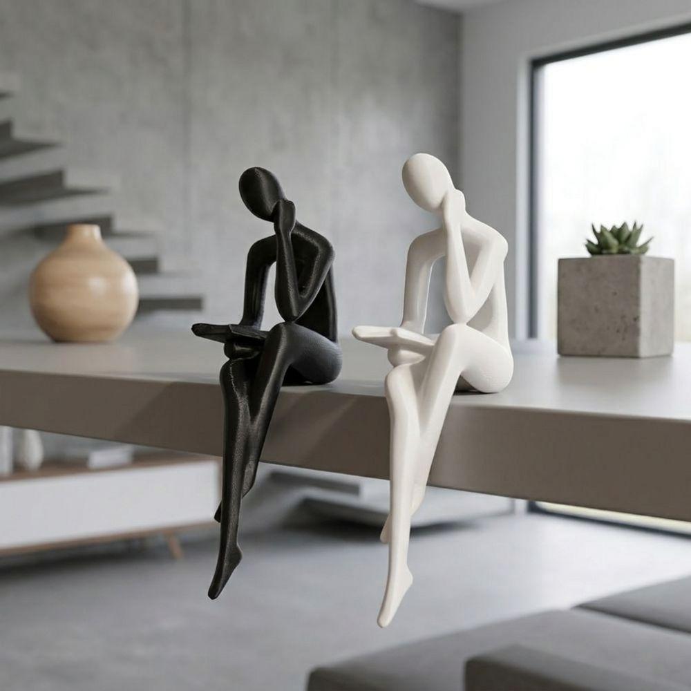 Minimalist Edge Sitter Character Sculpture Plastic Tabletop Human Decor Home Office