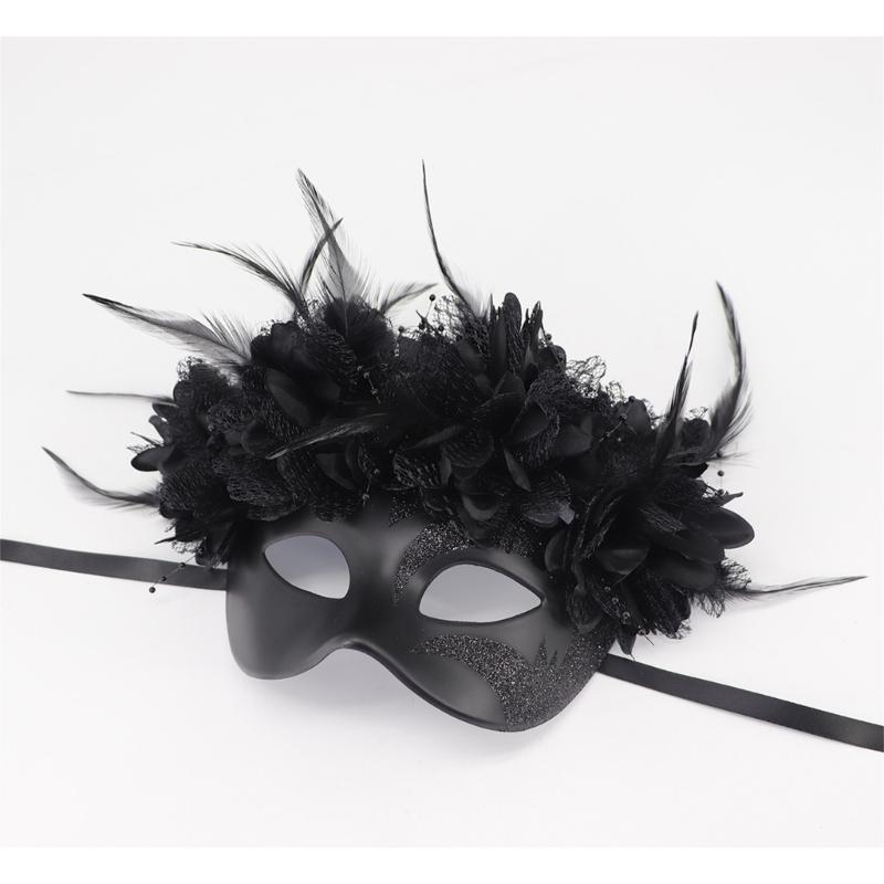 Feathered Masquerade Mask Halloween Party Eye Mask Half Face Mask for Women Cosplay Masquerade Decoration Eyewears