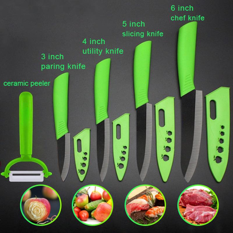 Ceramic Knives Kitchen Knives Set 3 4 5 6 Inch Chef Knife Cook Set Chef Utility Slicer Vegetable Peeler White Zirconia Blade