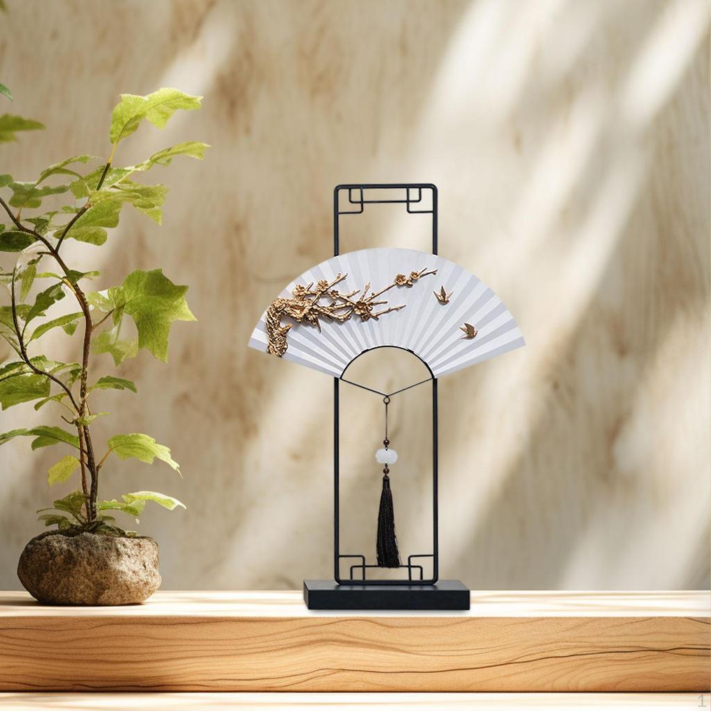 Chinesische Fächerstatue Kunstskulptur Handwerk Andenken Schreibtischdekoration Fengshui Figur für Regal