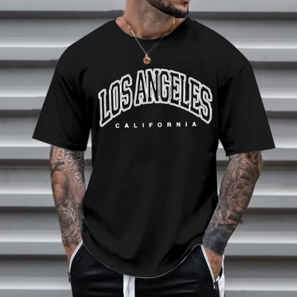 Letní móda Retro pánská anglická písmena těžké váhy 100% bavlna s kulatým výstřihem s potiskem Vysoce kvalitní neformální tričko Fitness Street