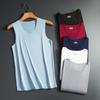 Men's Casual V-Neck Sleeveless Vest In Silk-Like Fabric with Ice Cutting Technology