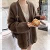 Herbst Retro V-Ausschnitt Langarm Strickpullover Jacke Damenmode Solide Casual Winter Damen Strickjacken Tops Elegant Button Up Lady Cardigan 25637