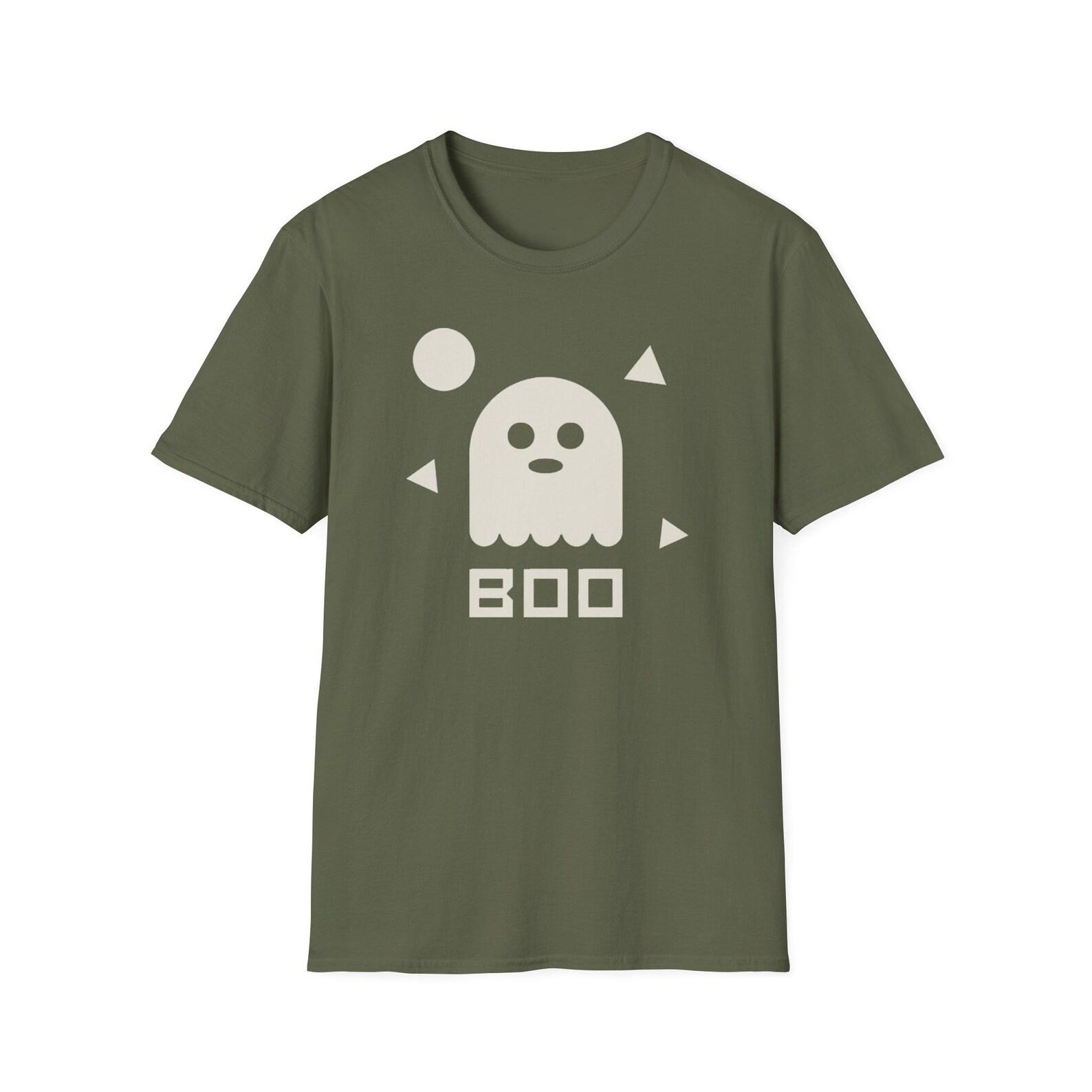 Cute Ghost Boo Halloween T-Shirt | Spooky Minimalist Graphic Tee | Funny Halloween Gift Unisex S