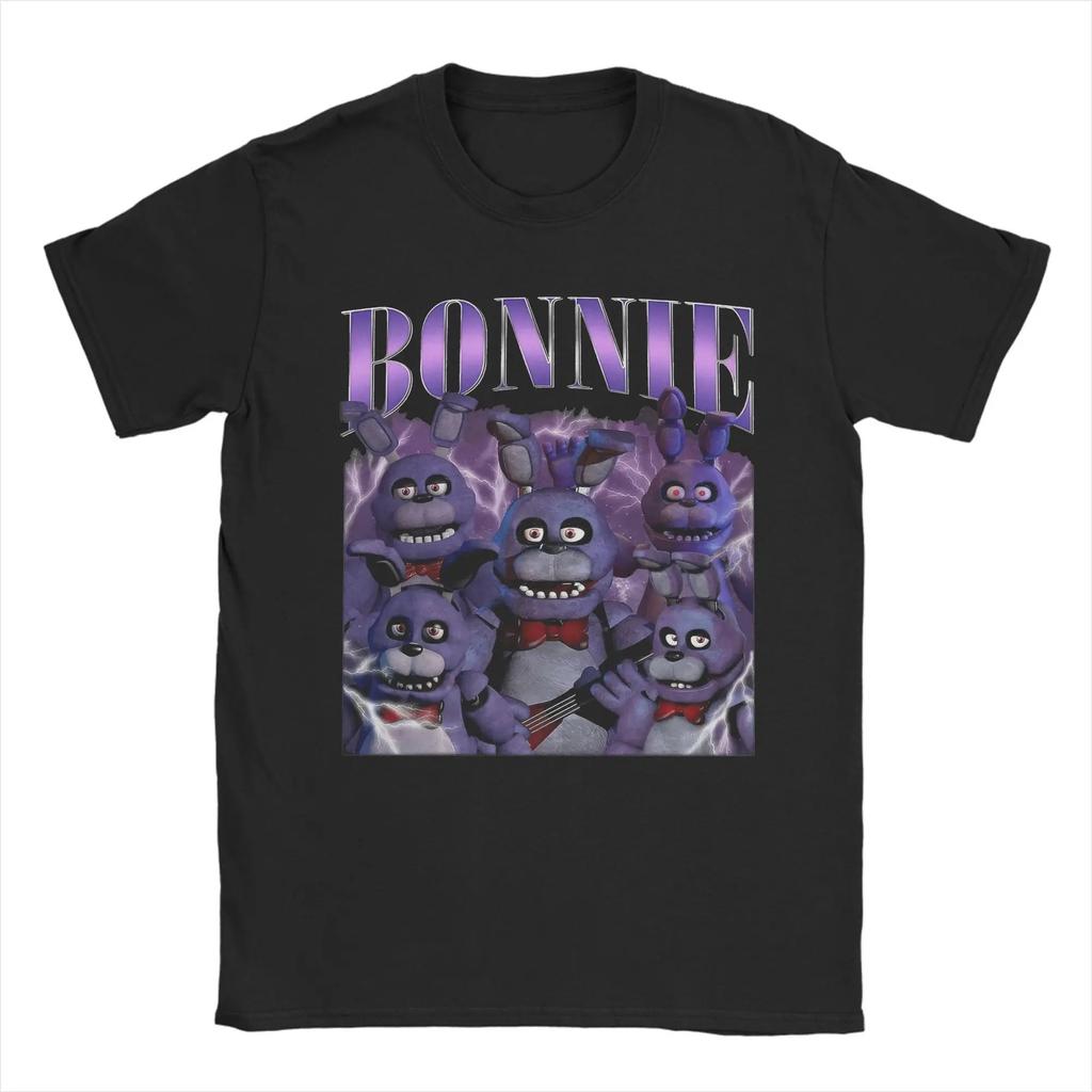 Men Women Cotton Hipster T-Shirts Freddys Bonnie T Shirt for Crew Neck Tee Shirt Short Sleeve Clothing Gift Idea