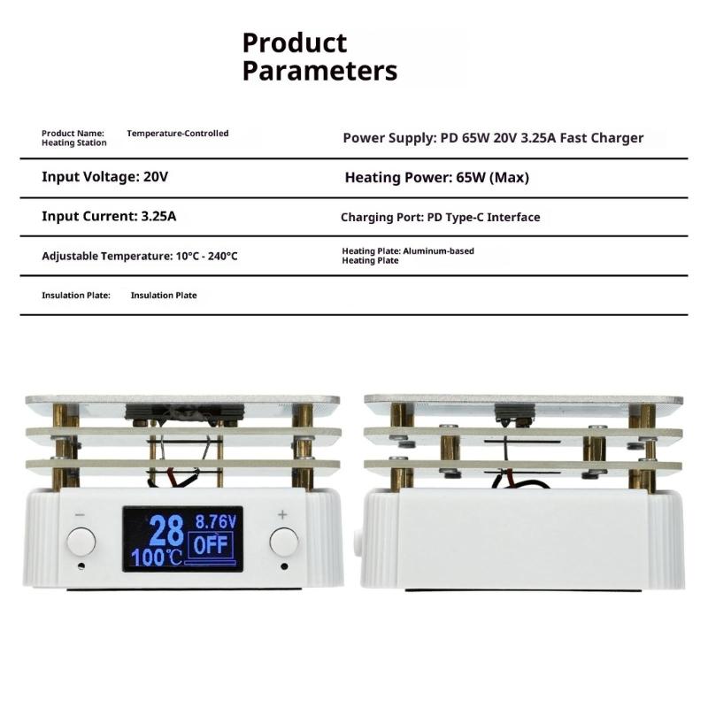65W Digital Display Heating Soldering Plate Welder Hot Preheating Chip Welding Station 20V for Repair Laboratory