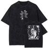 Anime Demon Slayer Blade One of The Top Chords Black Dead Mou Unisex Washed Tshirt for  Summer New Styles Streetwear