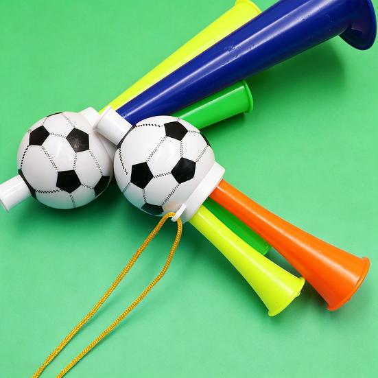 2Pcs Soccer Horn for Kids, 3 Tone Cheering Noise Maker for Sports Game, Handheld Football Shaped Trumpet for Stadium, Fan Party Supplies