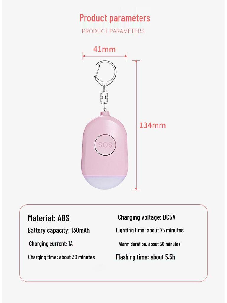 Portable Outdoor Self-Defense Alarm with LED Light for Women's Nighttime Safety