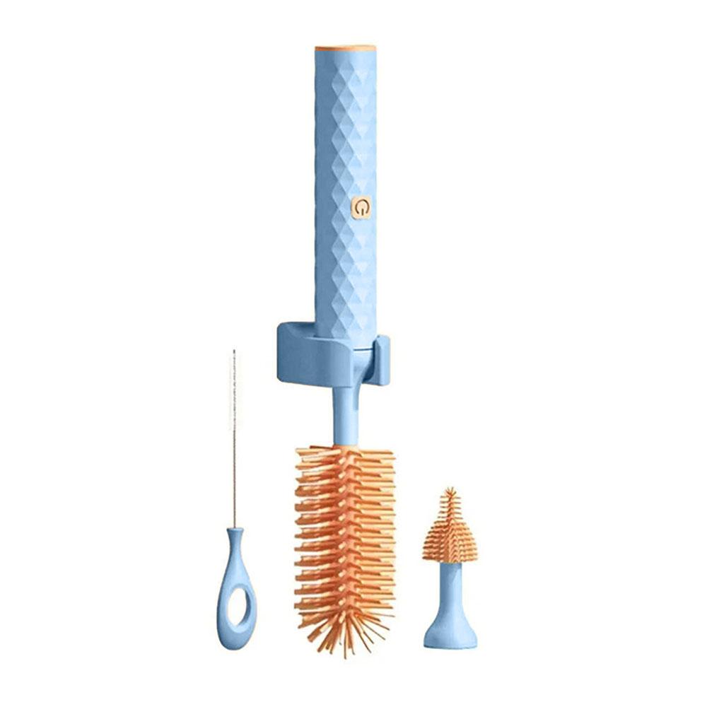 

Электрическая силиконовая щетка для бутылок, вращающаяся на 360°, щетка для чистки детских сосок и чашек, с длинной ручкой, кухонные щетки для чистки, 3/4 шт./набор