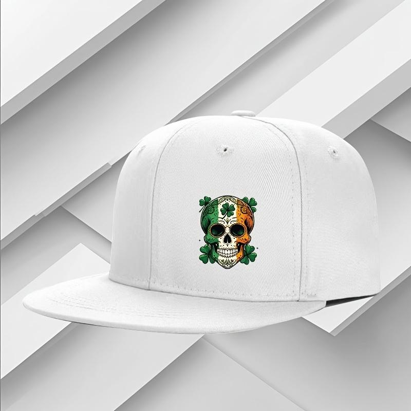 Irish Flag Sugar Skull Shamrocks Baseball Cap Unisex Polyester Casual Adjustable Flat Brim Hat