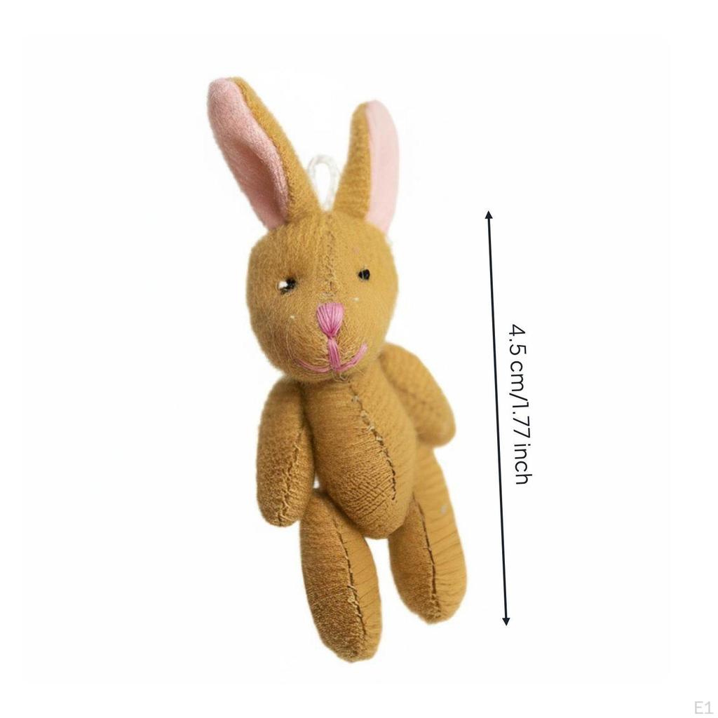 Mini Jointed Hare Plush Toy, Soft Animal Keychain, DIY Accessory, Random Color Offwhite Brushed