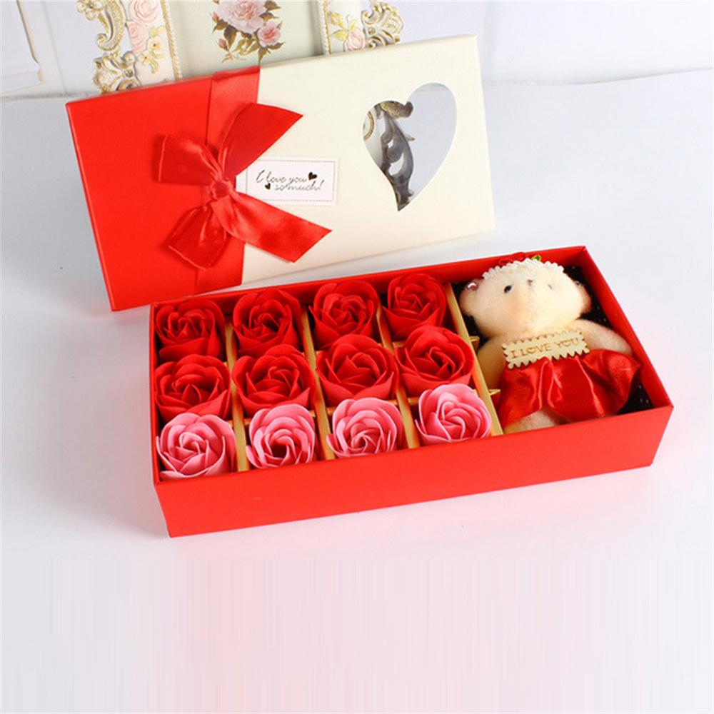 Bouquet 12pcs Artificial Flowers Soap Flower Boxed Flower Gift For Celebration Romantic Occasions Valentine'S Day