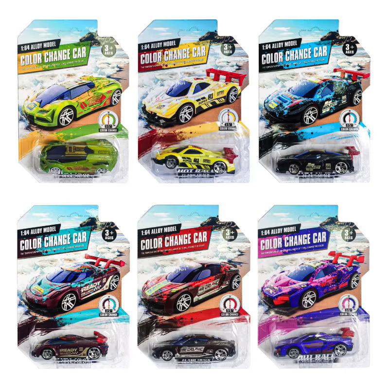 New 1:64 Temperature-sensitive Color-changing Alloy Car Model 6PCS Cool Inertia Pull-back Alloy Sports Car Toy Children's Gift