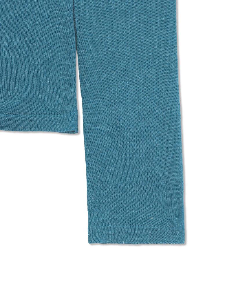 Michiko London Koshino Ruffle Off-Shoulder Cardigan Teal Blue