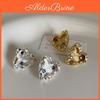 Stud Heart Zircon Vintage Colorful Earrings For Women Fashion Silver Color Irregular Textured Earrings 2023 Trend