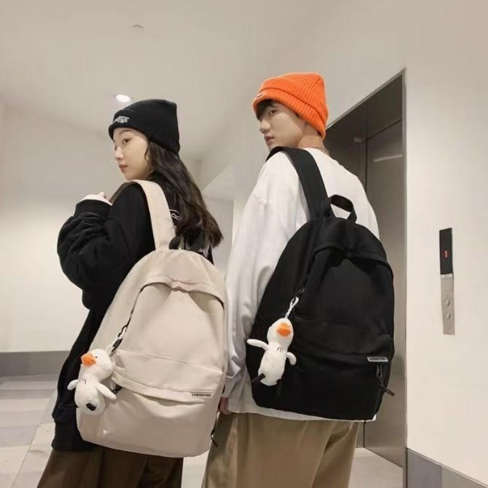 Large Capacity Backpack Casual Look Teenage Nylon Book Bag Portable Students Schoolbag School Use