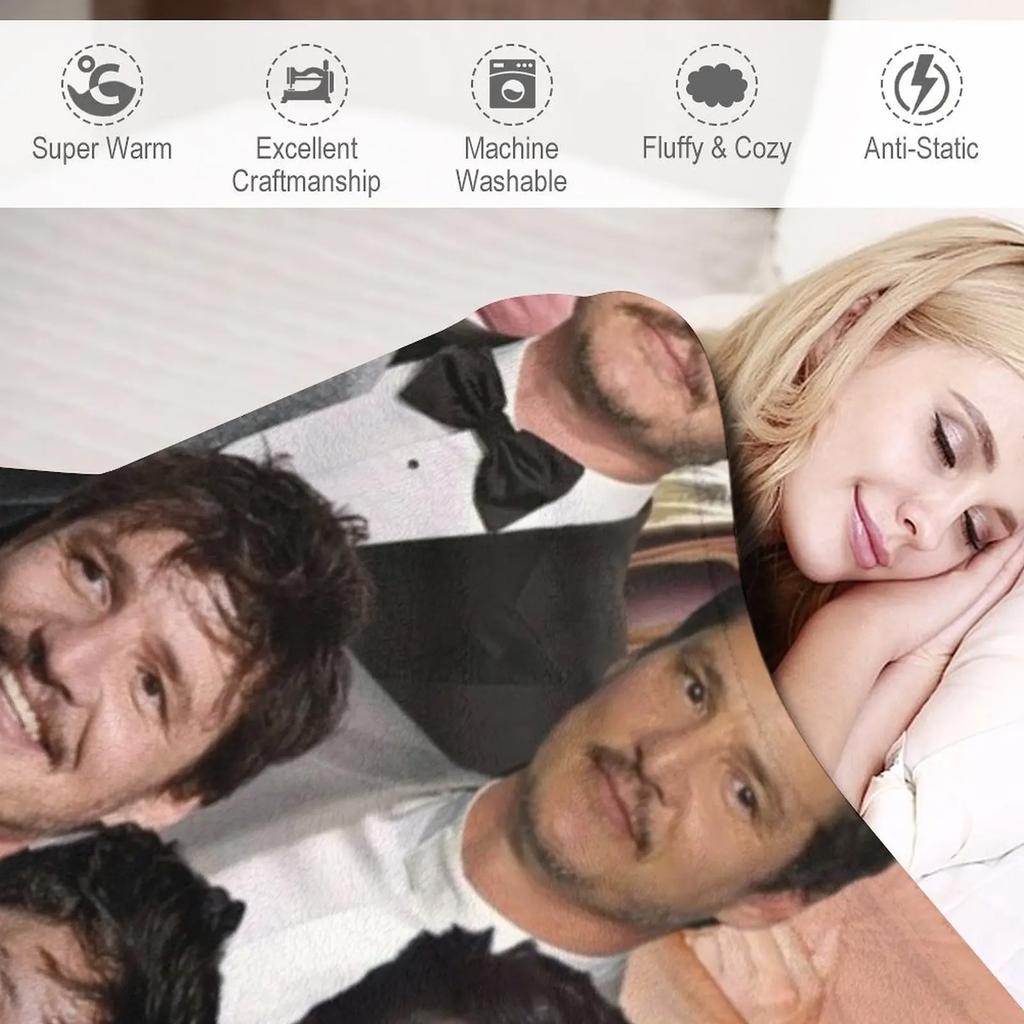 Pedro Pascal Photo Collage Throw Blanket Blanket For Baby Softest Blanket Furry Blankets Soft Big Blanket