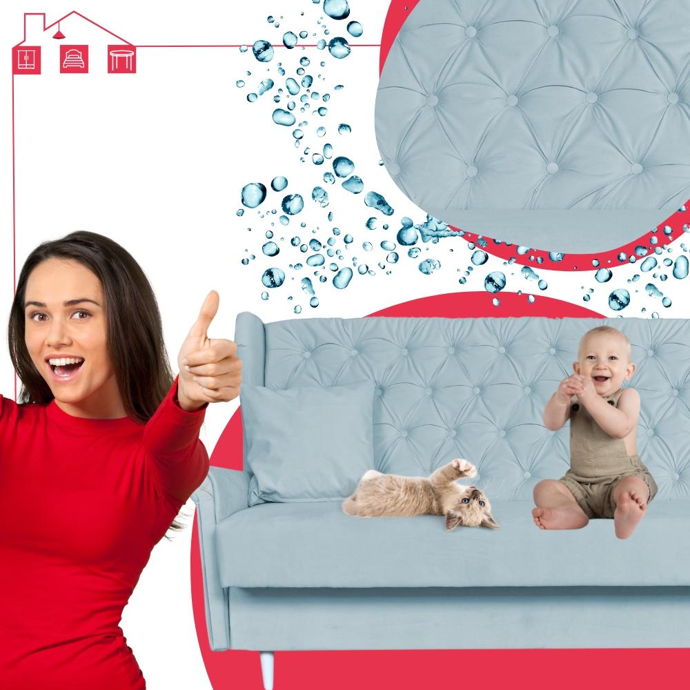 Sofa niebieska błękitna 3 osobowa WERSALKA welurowa uszak GAJA Family Meble