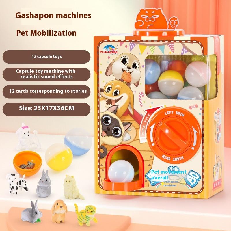 Children's Pet Story Mobilization Gashapon Machine Home Mini Internet Celebrity DIY Play House Boy and Girl Toys