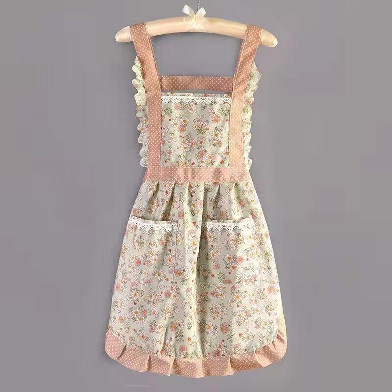 

Холщовый фартук для женщин, дома, кухни, готовки, дышащий, фартук для взрослых, рабочий фартук с цветочным узором
