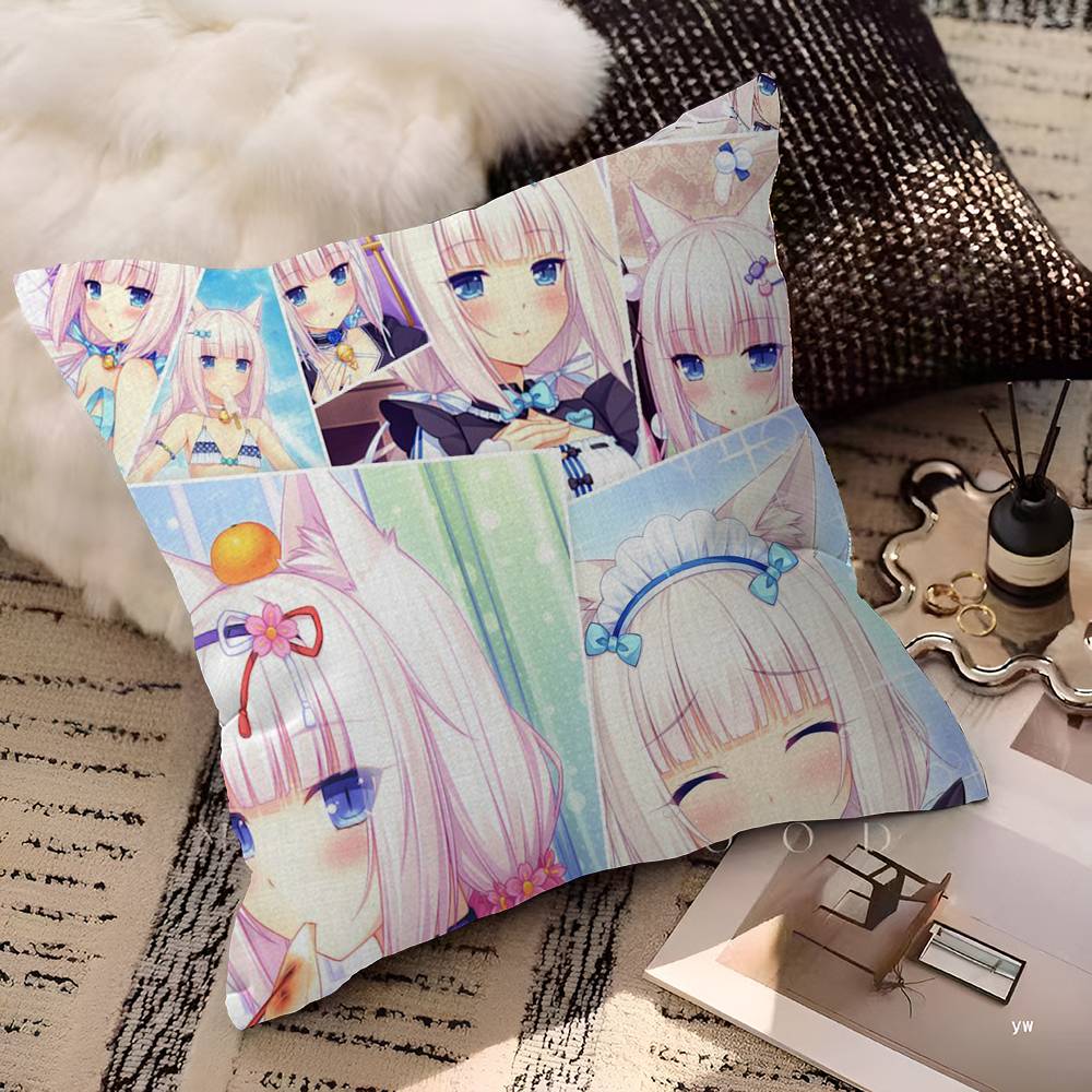 Cartoon Nekopara Classic Vintage Personalized Pillow Dust Cover Bedroom Kids Party Decoration Pillowcase Birthday Children Gift