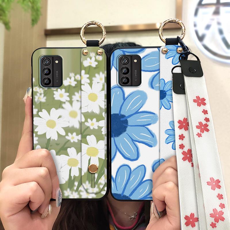 Lanyard Soft Case Phone Case For Nokia G100 Oil Painting Waterproof Anti-dust Wristband Shockproof Durable Kickstand
