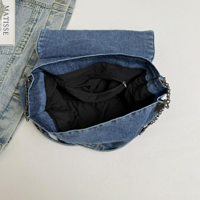 New Women Shoulder Bag Large Capacity Denim Lock Stitch Chain Casual Storage Bag Comfortable and Versatile Texture Crossbody Bag