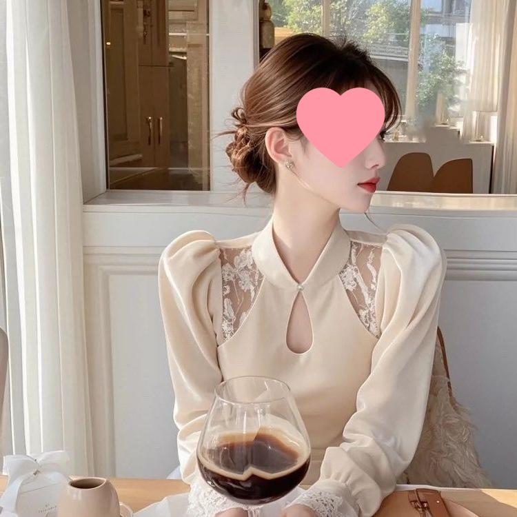 Trendy Apricot Velvet Shirt: Chic National Style for Autumn