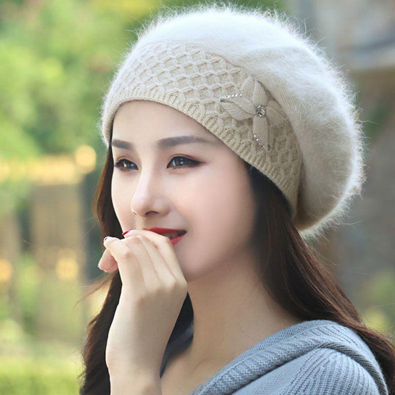 

Зимняя шапка женская утолщенная теплая вязаная для среднего и пожилого возраста тренд шапка из кроличьего меха модная женская шапка average size (55-58CM)