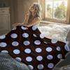 Lavender Dots Brown Flannel Blanket Perfect for Sofa Office Bed Travel Sleep Read Relax Camping Four Season Use