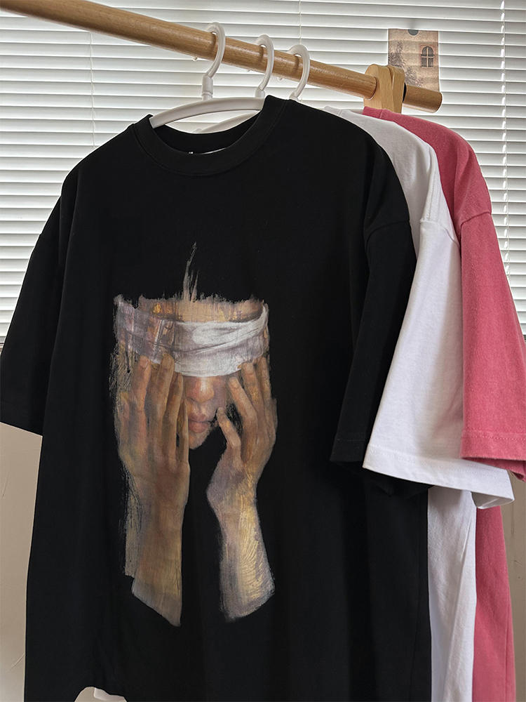 2024 Summer American Retro High Street Europe and The United States Street National Trend Loose Short-sleeved T-shirt Shirt