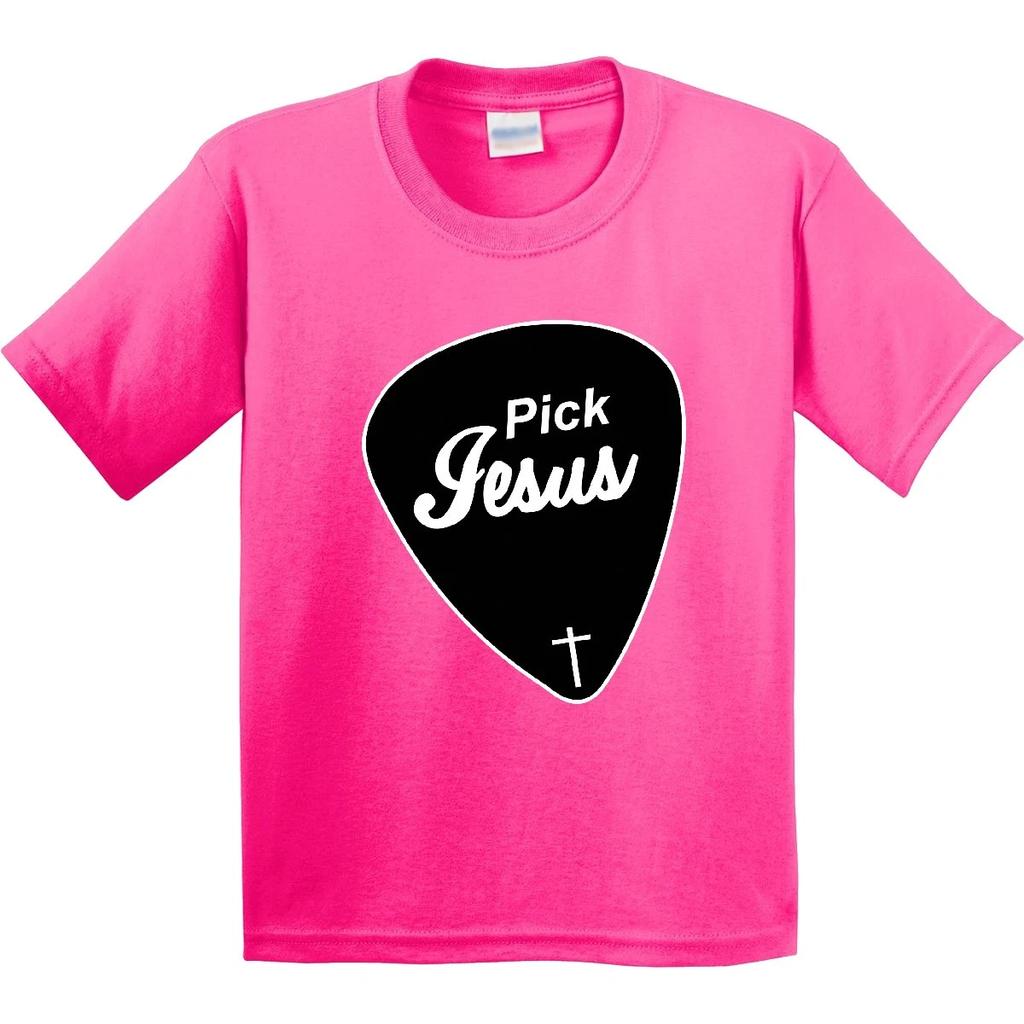 Inktastic Pick Jesus Christian Youth kids boys T-Shirt Guitar Rock Tee Kids Children Child