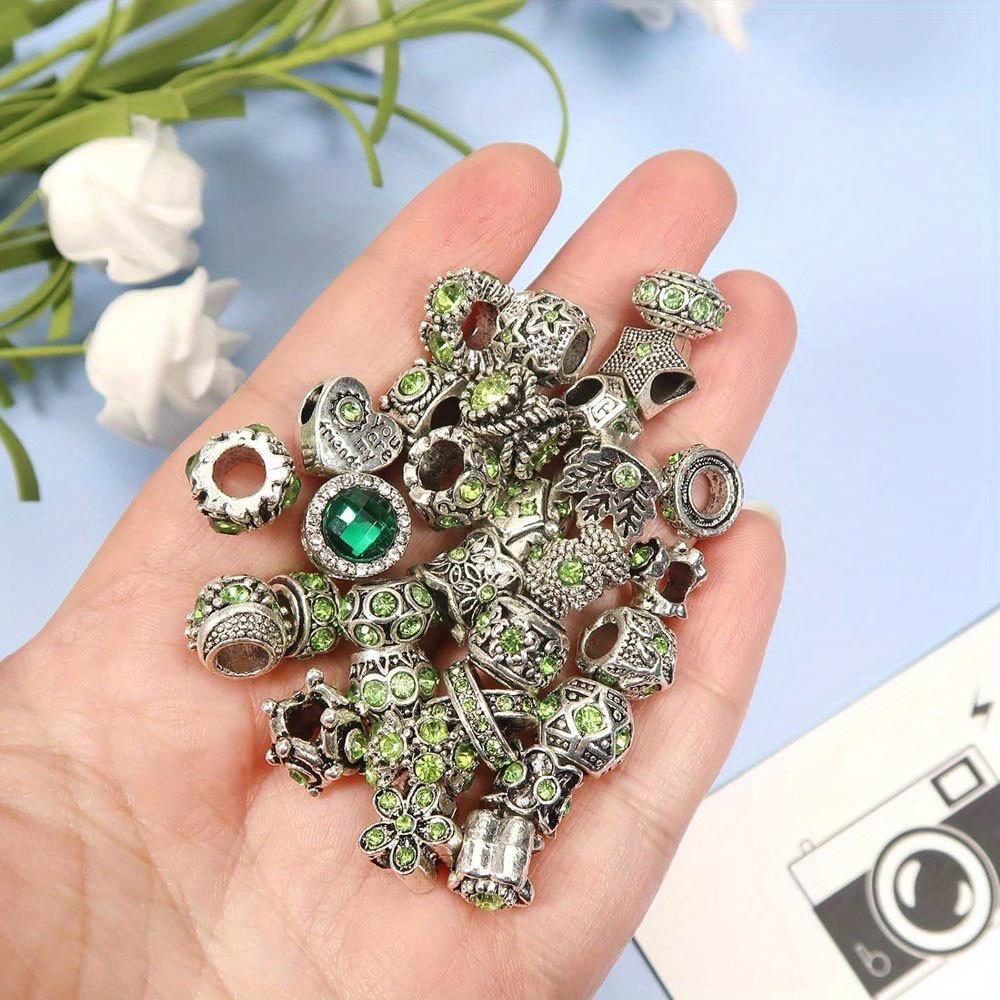 10/20/30 pieces alloy light green series large hole bead decorative bead spacer bead DIY bracelet necklace earrings keychain jewelry making