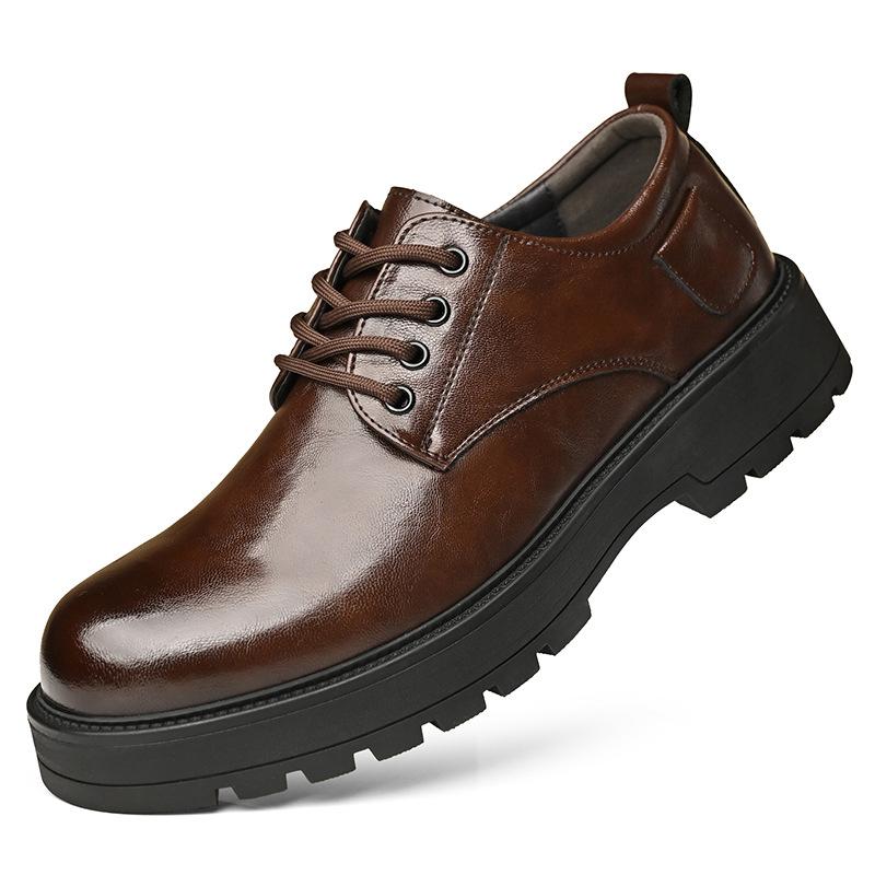 Straight Shoes Big Head Leather Shoes Men's Business Casual Non-slip Youth Versatile