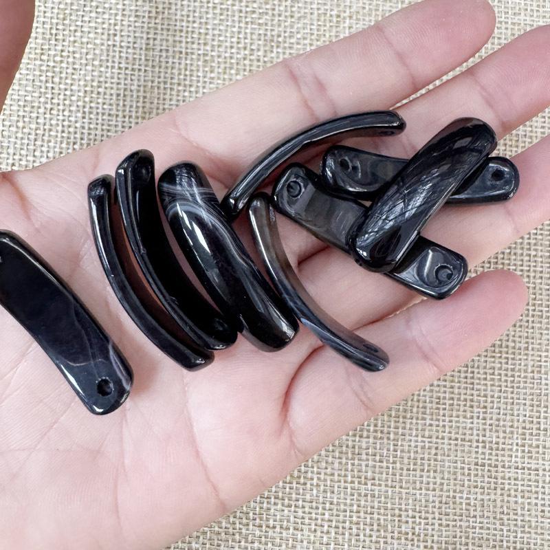 Natural Amethyst & Rose Quartz Bent Tube Connector for DIY Bracelets