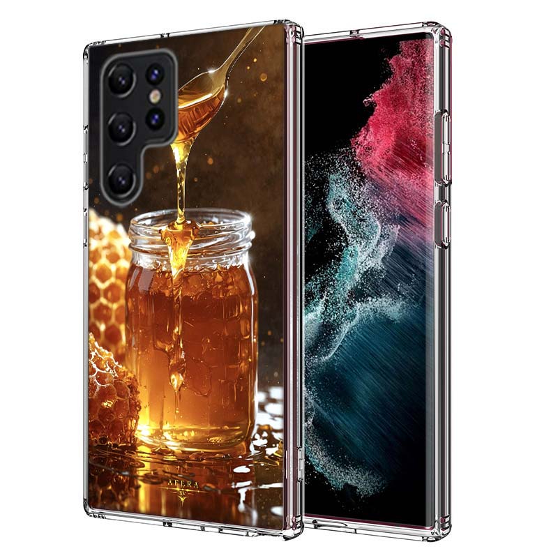 Golden Honey Dripping From Honeycomb Capa Phone Case For Samsung S26 Ultra S25 Edge Galaxy S23 S21 S20 S24 FE S22 S10 Plus Cover