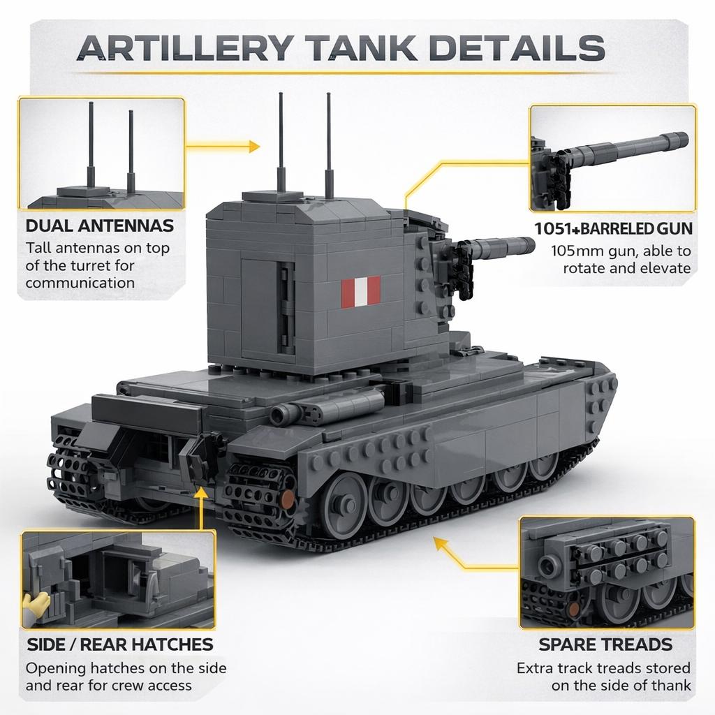 MOC FV4005 Tank Destroyer Building Blocks | 931PCS Military Bricks Kit | Collectible Model for Adults & Teens | War History Gift