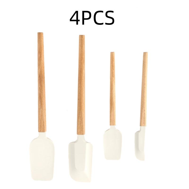 White Silicone Cream Spatula Non-stick Pastry Blenders Wood Handle Chocolate Butter Baking Scraper Kitchen Cake Mixer  Kitchenware Set