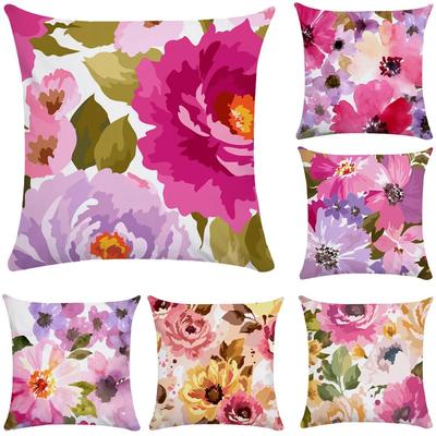 Watercolor Flower Pillowcase Farm Plant  Sofa Bed Home Living Room