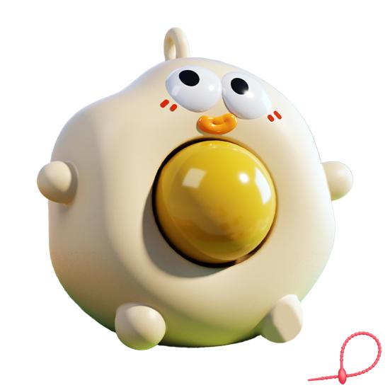 Popping Yolk Boiled Egg Toy with Lanyard Stress Relief Pop-Out Yolk Cartoon Egg Squeeze Toy Portable Decompression Fidget Sensory Toy